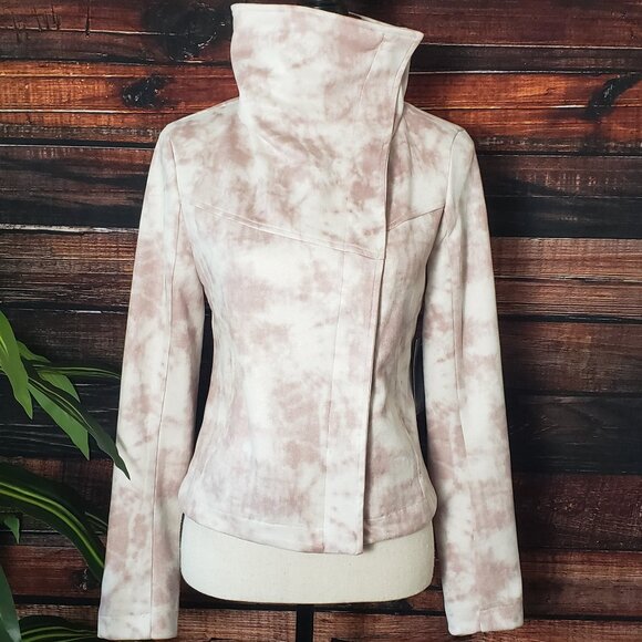 NWT Bagatelle Faux Suede Moto Jacket XS Cream Rose Tie Dye Full Zip - Picture 5 of 10